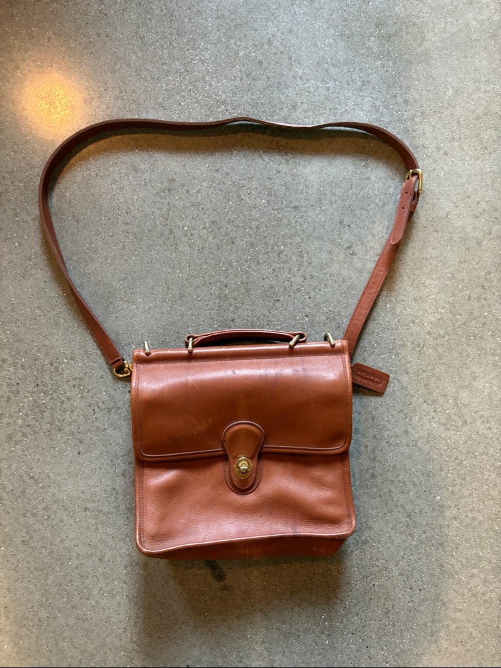 Coach Cognac Leather Messenger Bag with Adjustable Strap